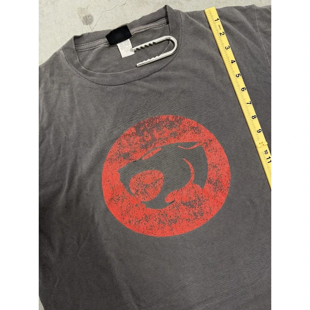 Vintage distressed 90s THUNDERCATS Logo black short sleeve shirt men's L Changes